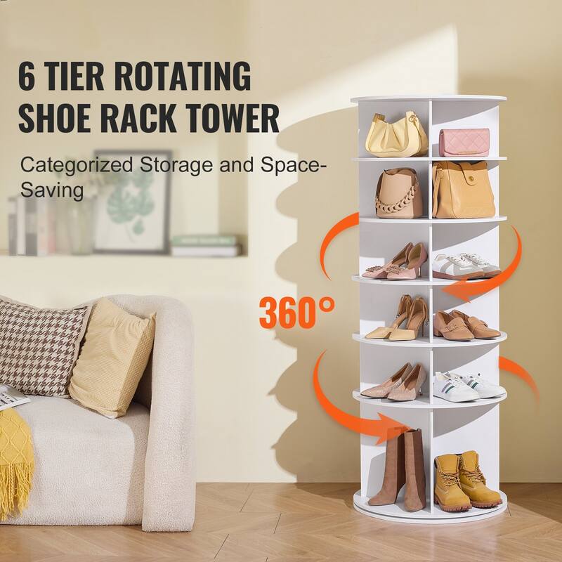 Rotating Shoe Rack Tower 360 Spinning Organizer for Closet or Entryway