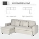 preview thumbnail 15 of 16, HOMCOM Sectional Sleeper Sofa, Linen Fabric L Shaped Couch with Pull out Bed, Reversible Storage Chaise, 3-seat, Dark Grey
