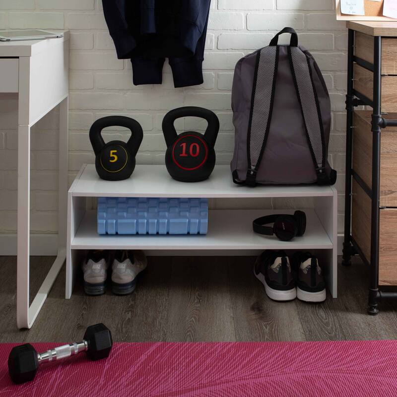 Organize It All 2 Shelf Stackable Shoe Rack in White