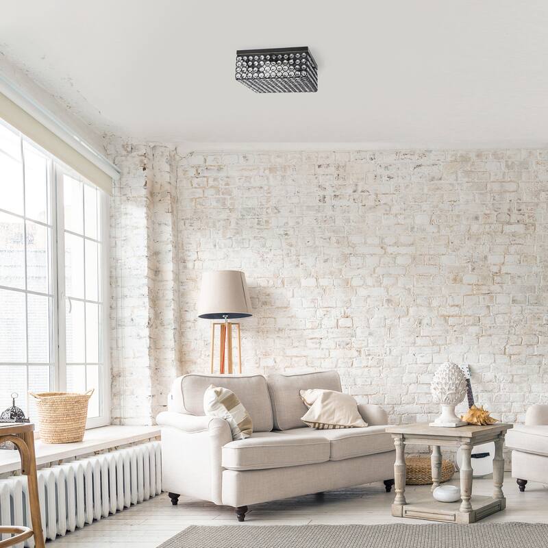 Square Flush Mount Light - 2 Light Southwestern Style Ceiling Fixture - Restoration Bronze Finish - 5