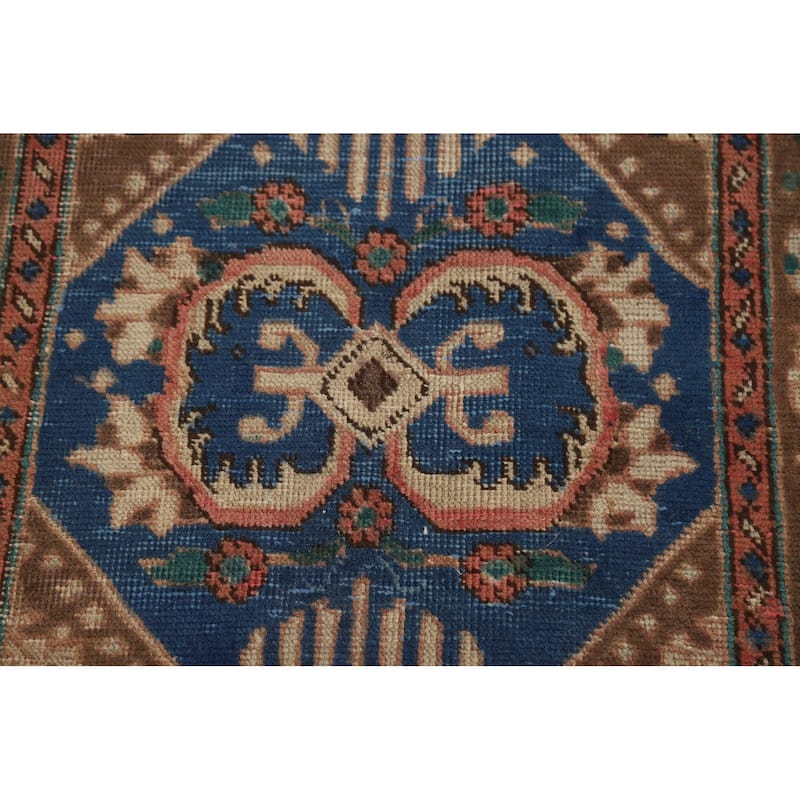 Blue Geometric Tabriz Persian Rug Traditional Handmade Wool Carpet - 7'8"x 10'8"