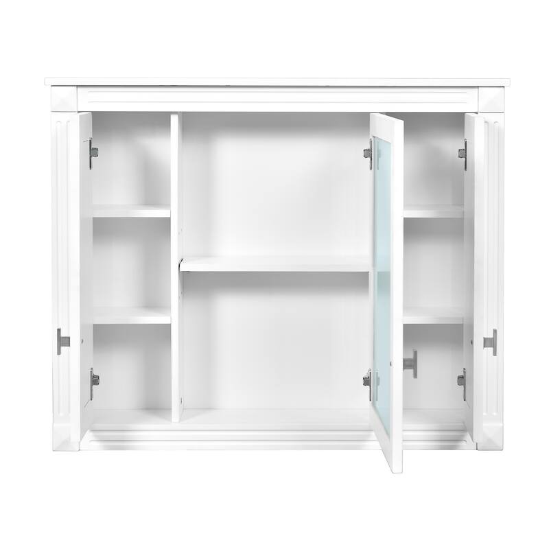 GDFStudio - Ardson Modern Wall-Mounted Bathroom Storage Cabinet with Mirrored Door and Adjustable Shelves - 35"W