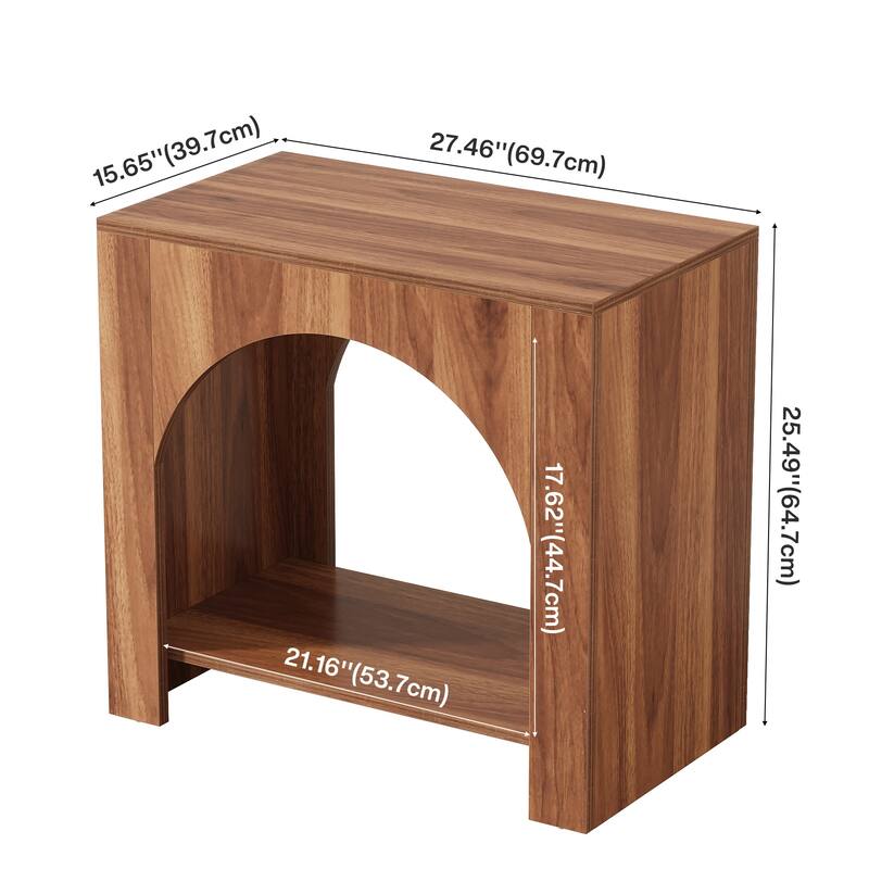 Farmhouse Nightstand with Storage, Large Wooden Bedside Table