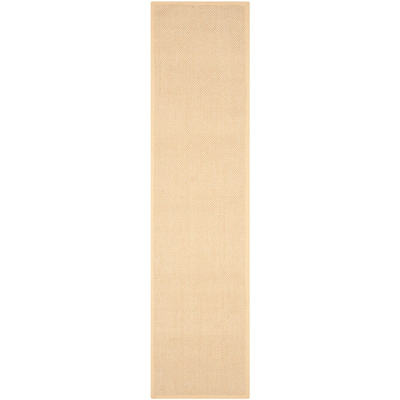 SAFAVIEH Natural Fiber Elmyra Sisal Border Rug - 2'6" x 22' Runner - Maize/Wheat