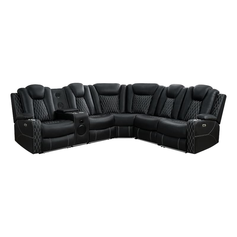 Premium Air Leather Home Theater Loveseat with LED Lights, Recliner with Built-in Speakers & Wireless Charging