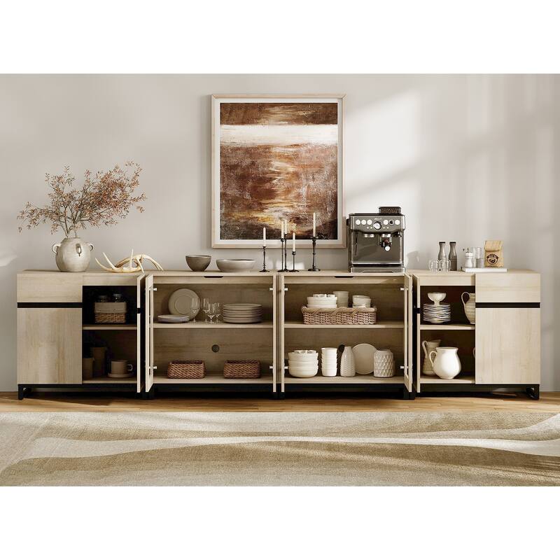 Modern Dresser with Adjustable Shelves, 4 in 1 Chest with Glass Doors, Closet Organizers and Storage Cabinet for Bedroom