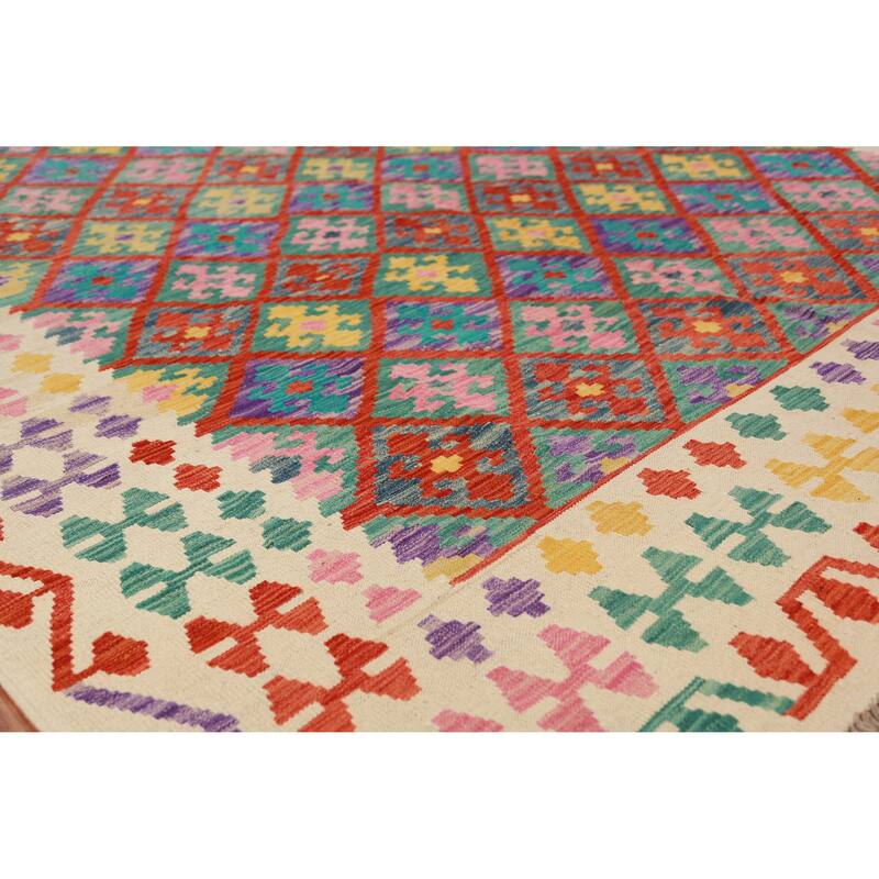 Kilim Oriental Area Rug Flatweave Bedroom Wool Carpet - 8'3"x 9'8"