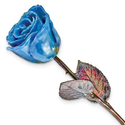 Curata Navy Blue Lacquer Dipped Copper Trimmed Real Rose