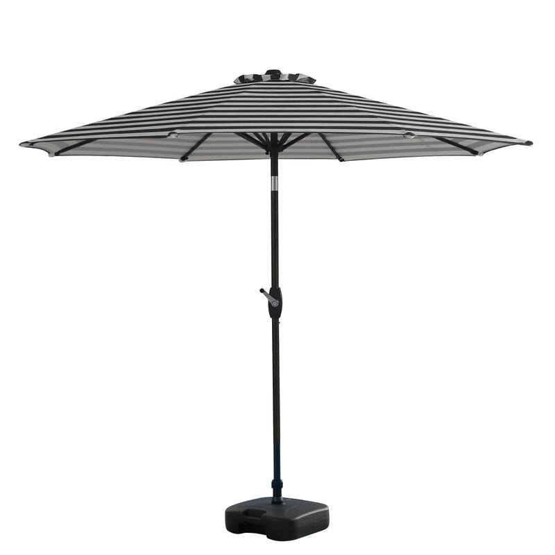 Amada 9 ft. Patio Umbrella with Fillable Base - Black/White