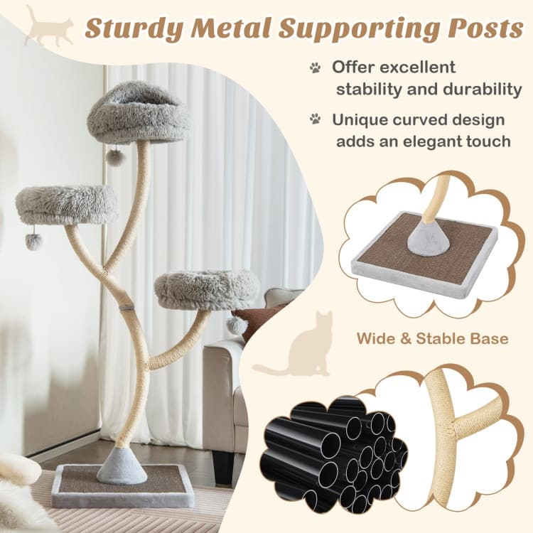 70" Tall Cat Tree 4-Layer Cat Tower with 3 Perches and Dangling Balls - 23.5" x 23.5" x 70"