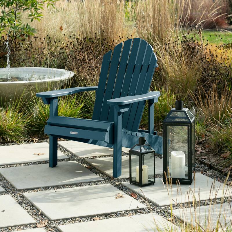 Eco-friendly Synthetic Wood Folding and Reclining Adirondack Chair