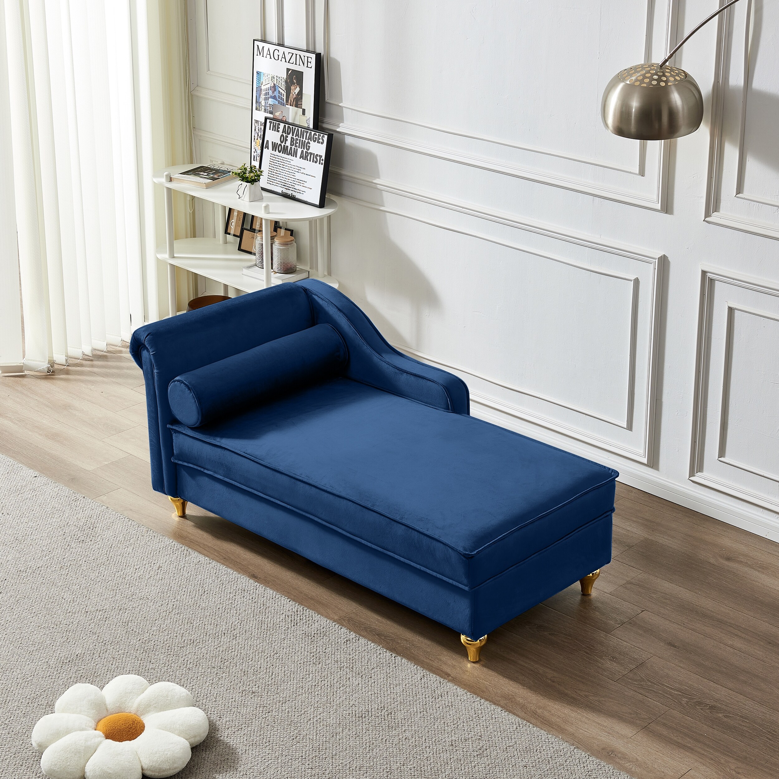 Navy blue chaise shop lounge sofa