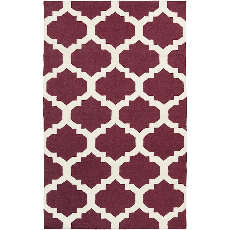Hand-Woven Esme Moroccan Trellis Reversible Flatweave Wool Rug - 4' x 6'