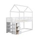 preview thumbnail 7 of 12, Twin over Twin Size House Shaped Bunk Bed with Drawers and Shelves, White