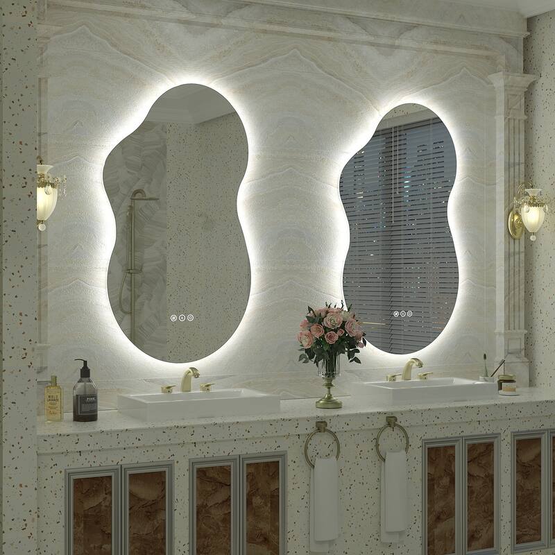 UL Certified Irregular LED Anti-fog Cloud-shaped Wall Bathroom Vanity Mirror