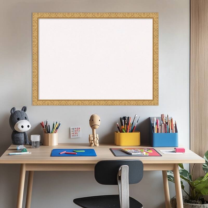 Lila Gold Wood Framed Cork Board - Bulletin Board, Organization Board, Pin Board