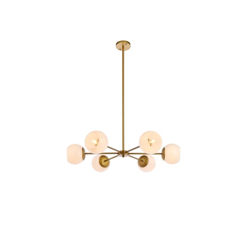 Brooke 30 inch Pendant with White Shade - N/A - Brass