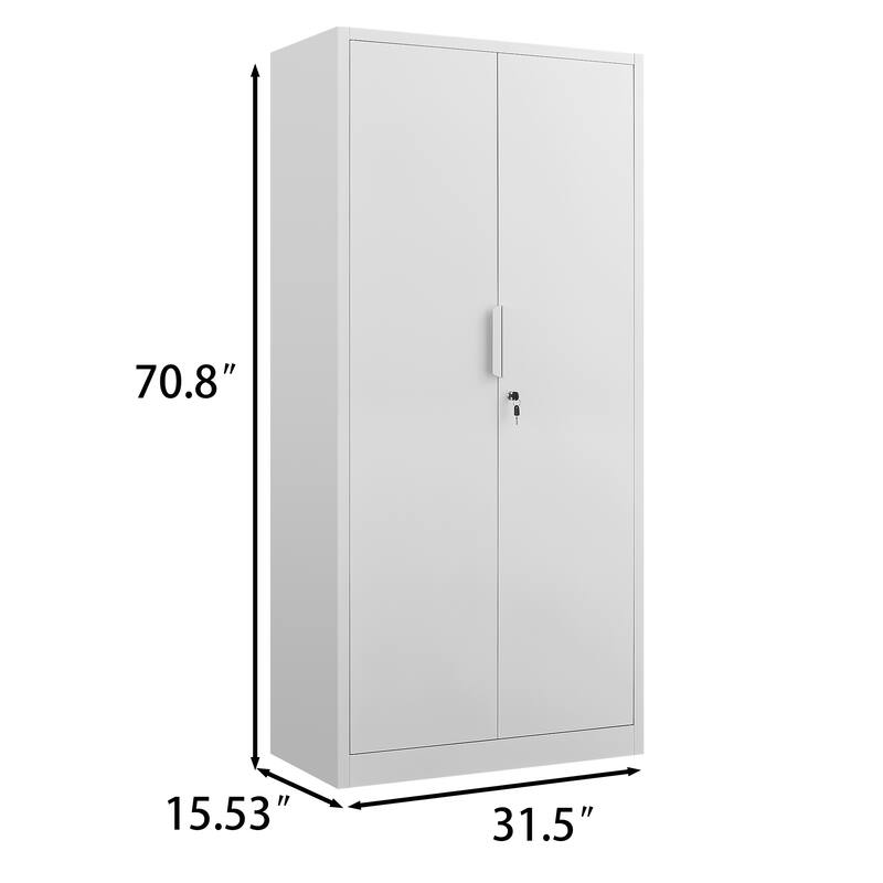 Modern 2-Door Filing Cabinet, Organization Cabinet with Lock, 4 Adjustable Shelves, for Home Office, White