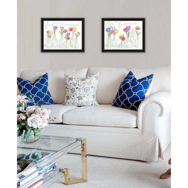 Trendy Decor 4U "Live in The Beauty of The Moment" Printed Framed Wall Art by Cindy Jacobs