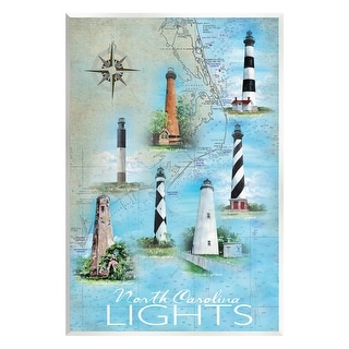 Stupell North Carolina Lighthouses Map Wall Plaque Art, Design by Erica Christopher