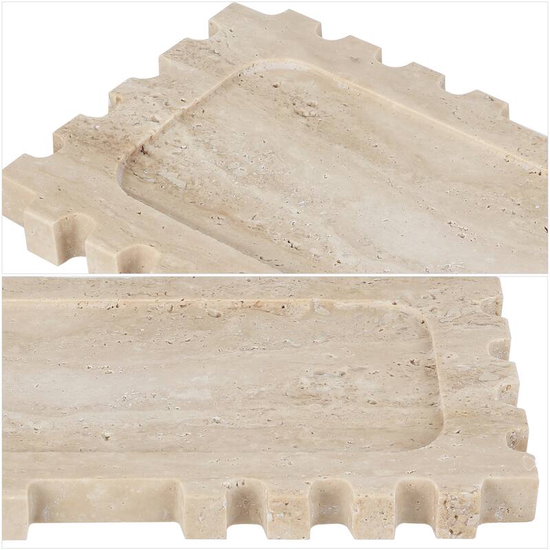 SAFAVIEH Home Lulu Tan Travertine Tray - 12.1"W x 6.1"D x 0.8"H