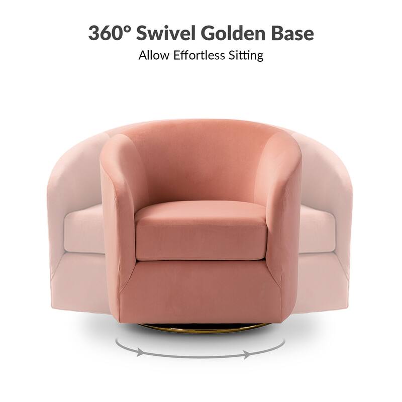 Eleuterio Modern Upholstered Swivel Accent Barrel Chair with Metal Base Set of 2 by HULALA HOME