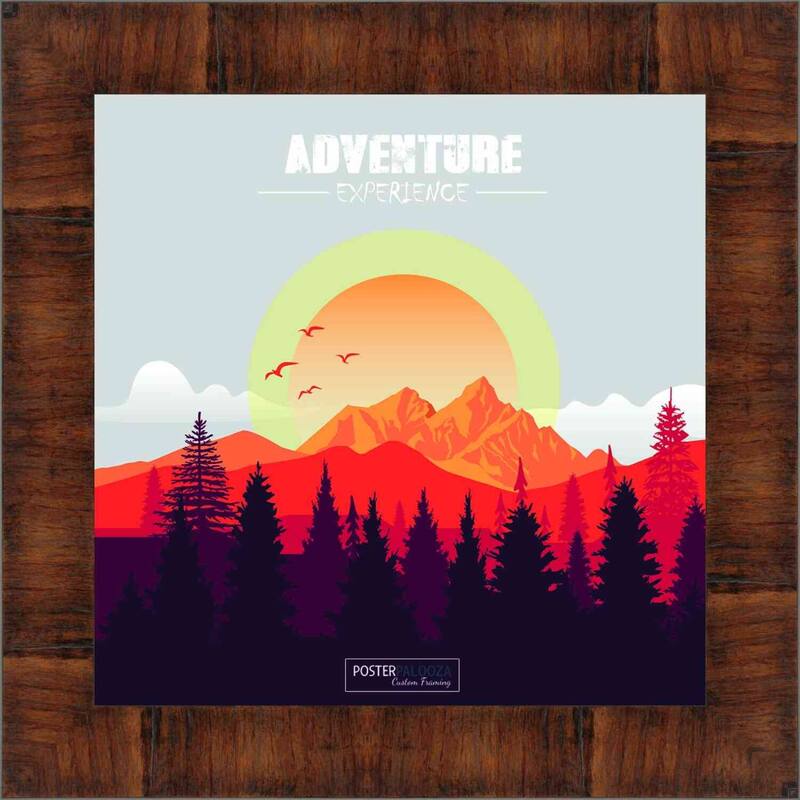 5x5 Contemporary Walnut Complete Wood Square Picture Frame with UV Acrylic, Foam Board Backing, & Hardware