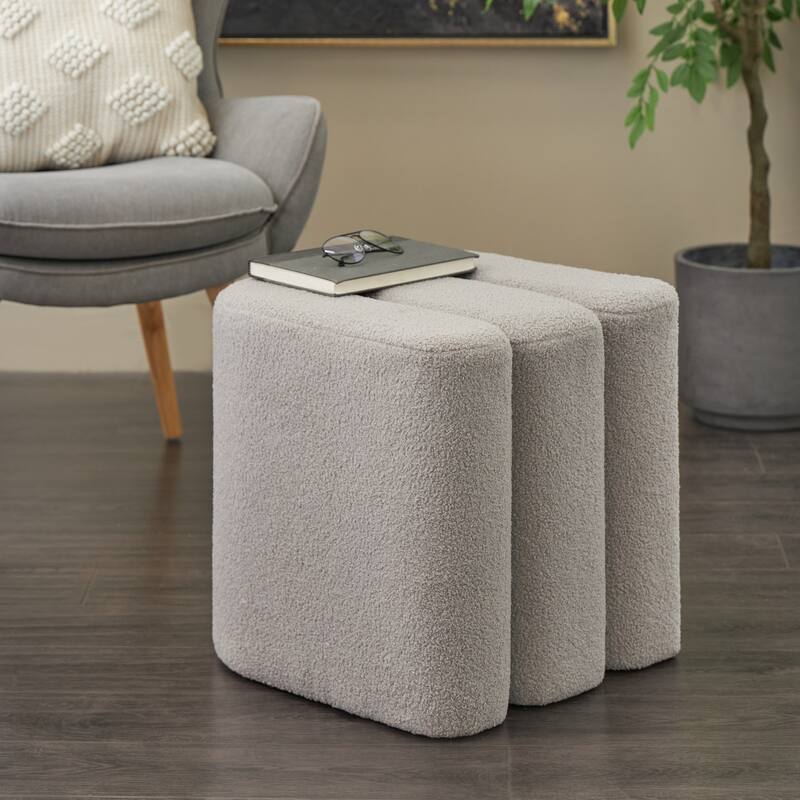 White, Gray or Copper Polyester W-Shaped Room Ottoman
