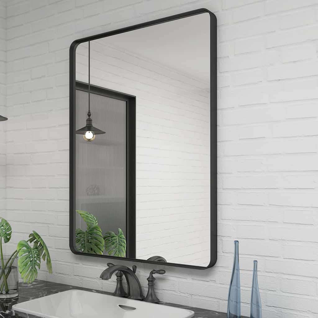 24x36 Inch Black Aluminium Frame Bathroom Mirror, for Living Room Bedroom Cloakroom
