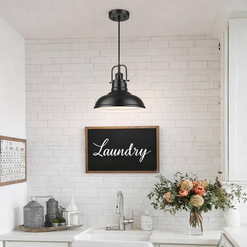 1-Light Industrial Farmhouse Metal Dome Pendant Light, Oil Rubbed Bronze Finish