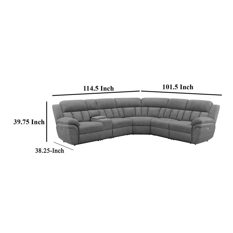 Diko 6pc Modular Sectional Sofa, Dark Gray Chenille, Power Reclining
