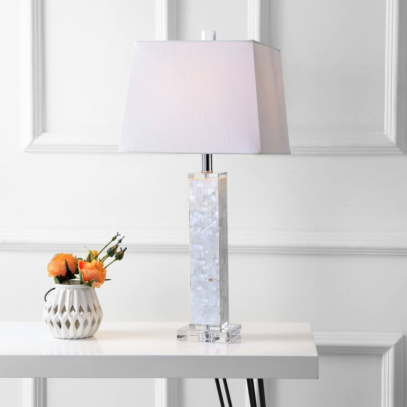 Verna 28.5" Seashell LED Table Lamp, White (Set of 2) by JONATHAN Y