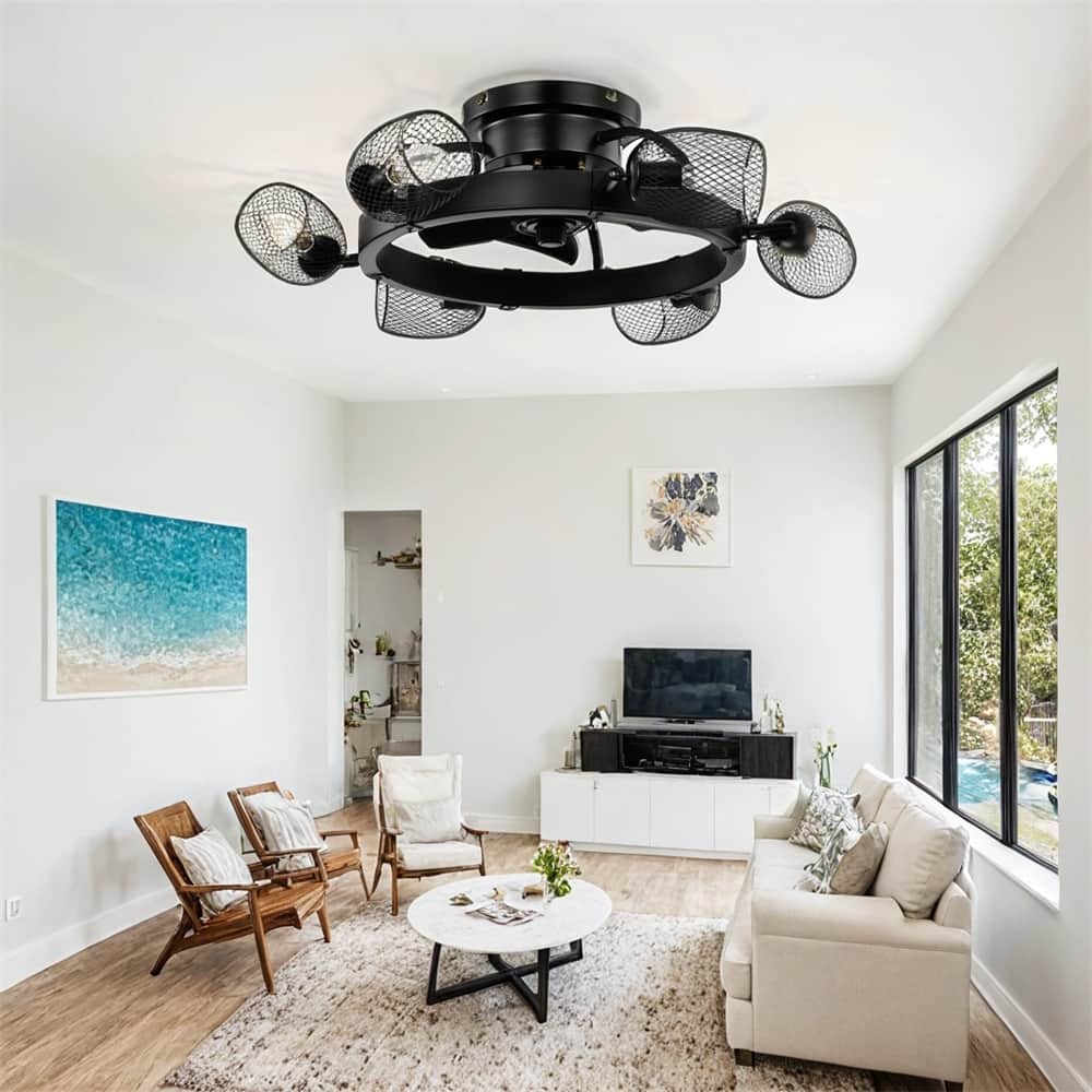 25.8''Industrial Ceiling Fan with Remote Control,5 Blades Ceiling Fan