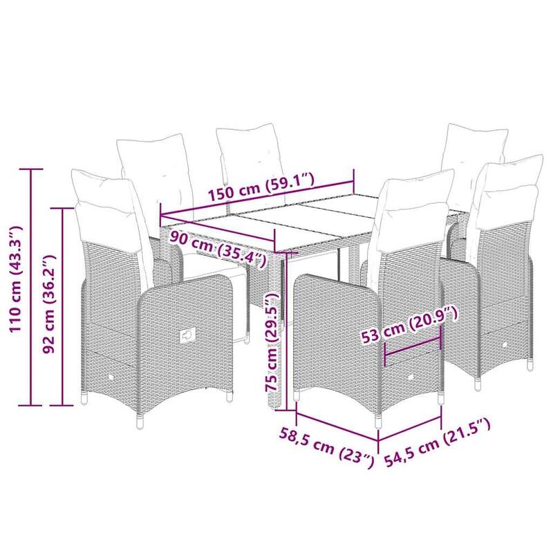 vidaXL Bistro Set Black - 21.5 x 23.0 x 36.2