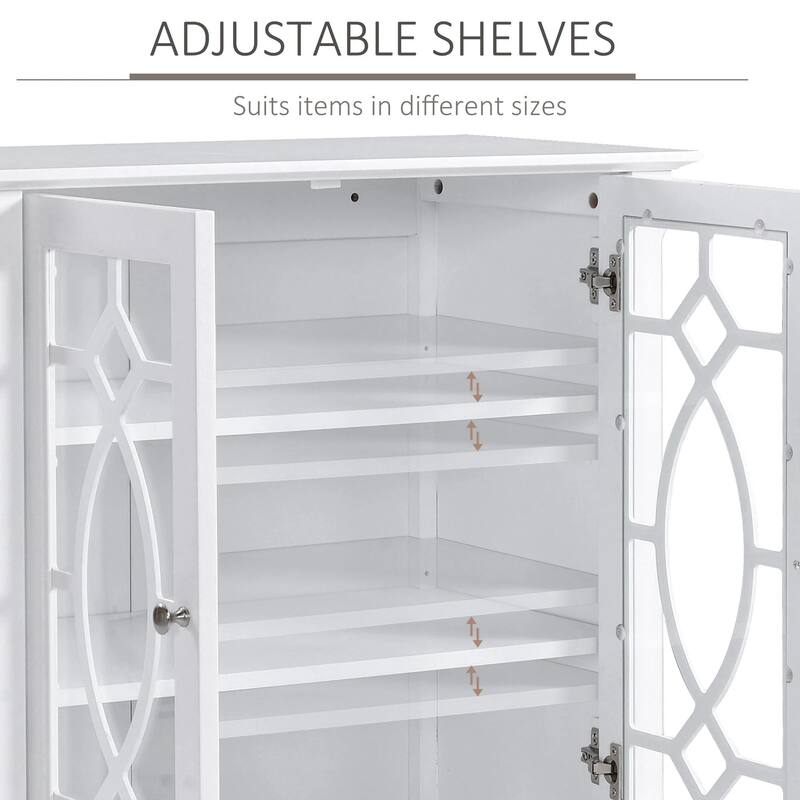 Sideboard Display Cabinet with double Glass Doors,2 Adjustable Shelves