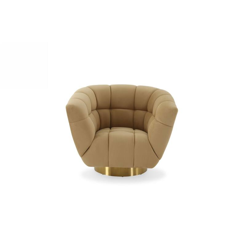 Divani Casa Granby Glam Mustard and Gold Fabric Chair