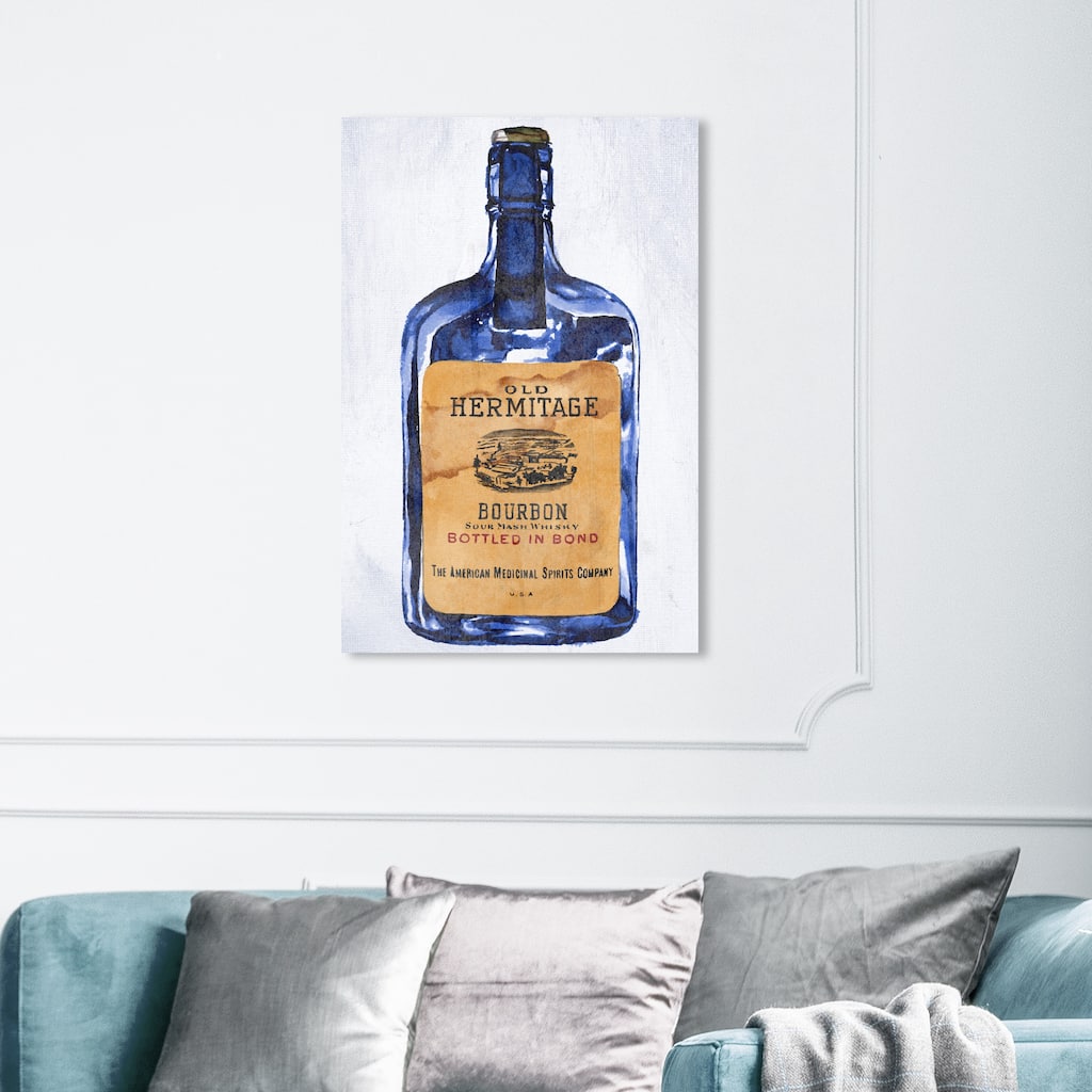 Wynwood Studio 'Old Hermitage Indigo' Drinks and Spirits Wall Art Canvas Print Liquor - Blue, Brown