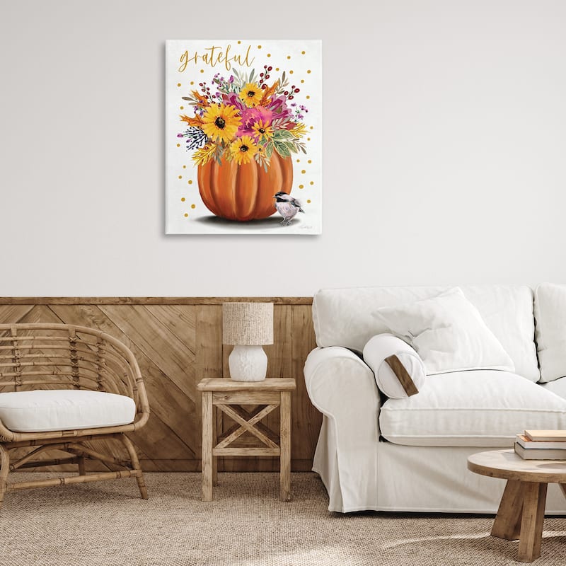 Stupell Grateful Pumpkin Bouquet Canvas Wall Art Design By Elizabeth Tyndall