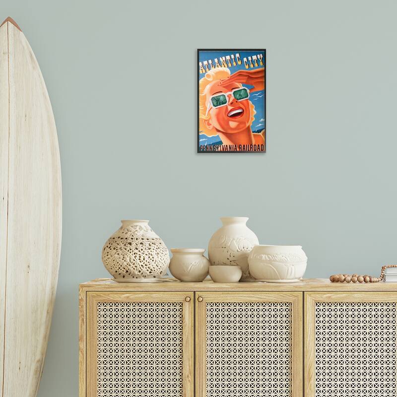 Stupell Atlantic City Vintage Woman Framed Giclee Art Design By Marcus Jules