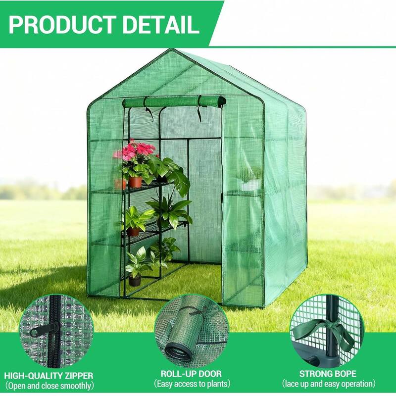 4.7x4.7 Ft Walk-in Greenhouse with 8 Shelves, Plant Tent