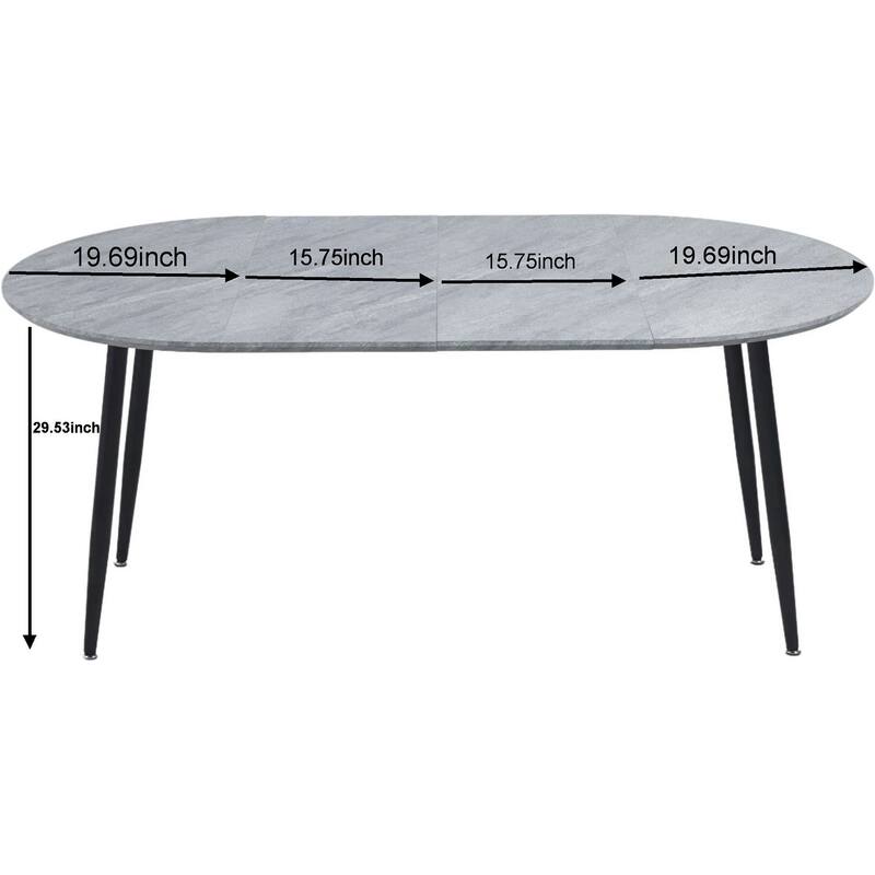 Modern Extensible Oval Dining Table, Kitchen Table with MDF Top & Metal legs, Multi-functional Office Dining Table
