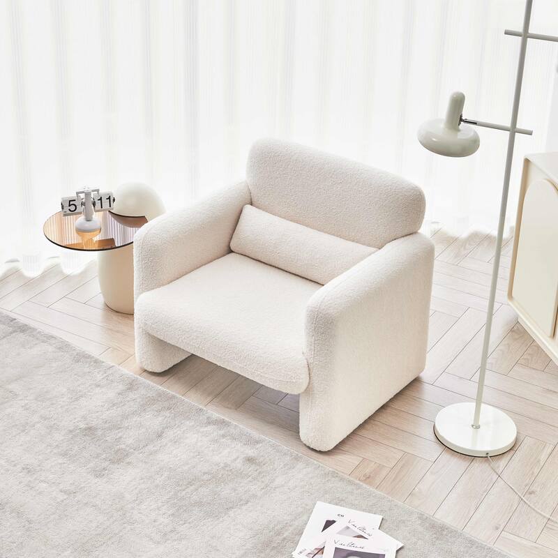 34"Lamb Fleece Fabric Sofa Chair