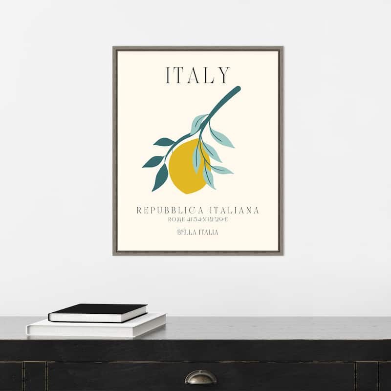 Italy Travel Poster Bella Italia by Chayan Lewis Framed Canvas Wall Art Print - Sylvie Greywash