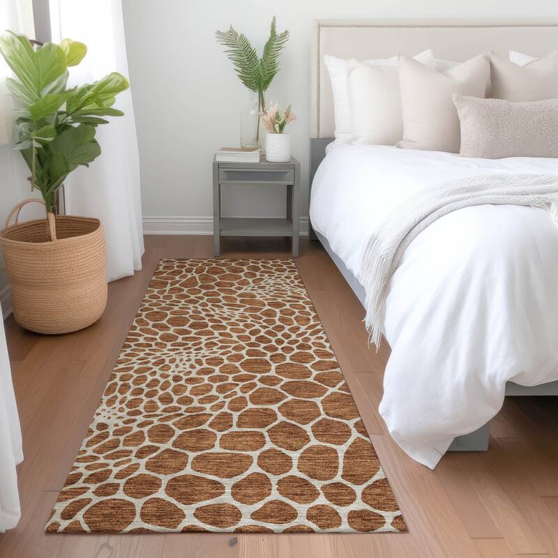 Premium Washable Super Soft Contempory Prints Mayfield Rug - Paprika - 2'3" x 7'6"
