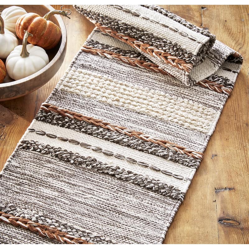Gathering Textured Cotton Runner 72.0L x 14.5W inches