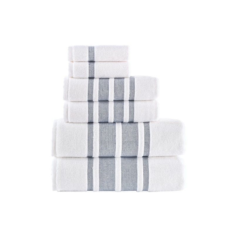 Brooks Brothers Contrast Border 6 pcs Towel Set - Navy