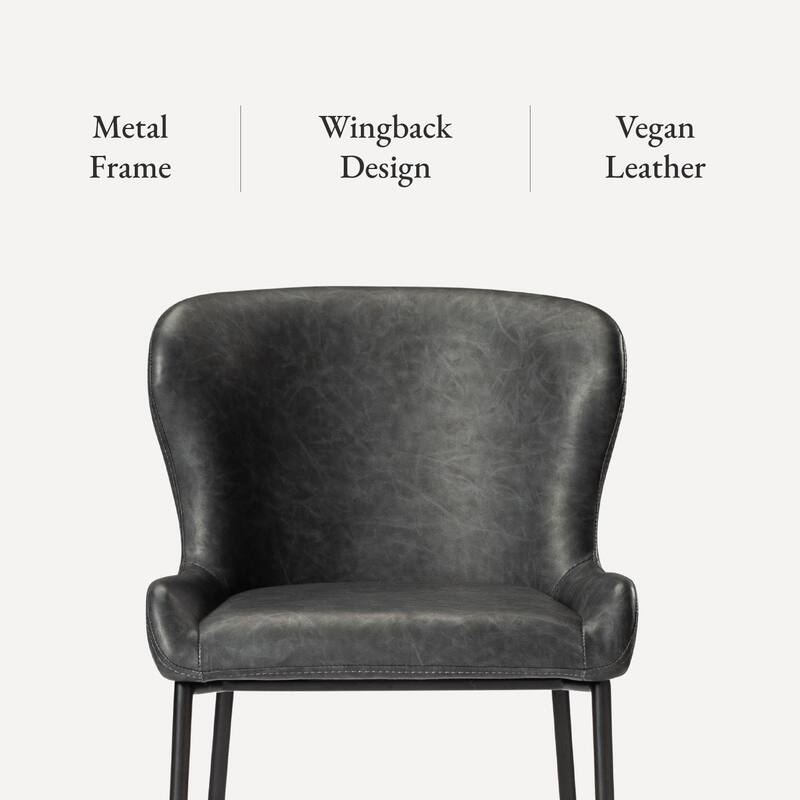 Maven Lane Naomi Metal and Vegan Leather Kitchen Dining Stool