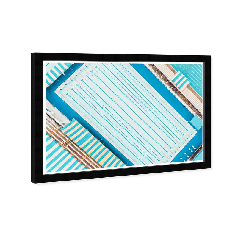 Wynwood Studio Prints Sports and Teams Pool Time Blue and Cyan Vintage Wall Art Canvas Print