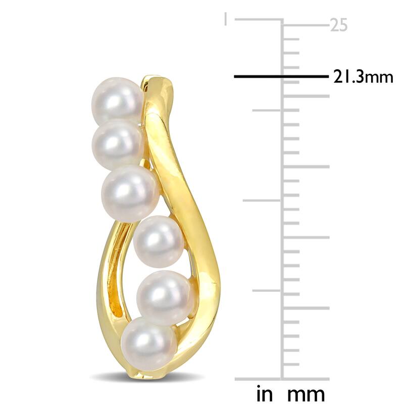 Miadora 3.5-4mm Cultured Freshwater Pearl Hoop Earrings in Yellow Silver