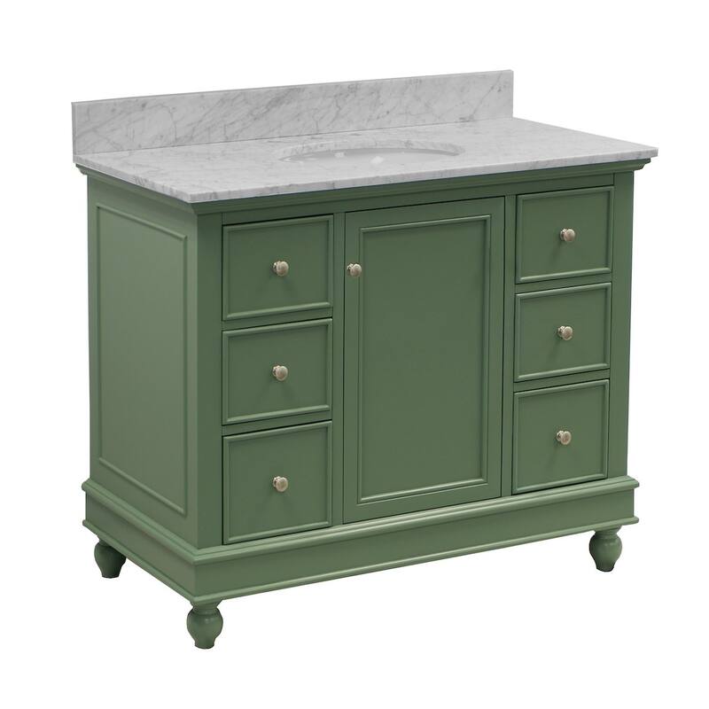 KitchenBathCollection Bella 42" Bathroom Vanity with Carrara Marble Top